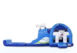 Order online a custom made inflatable Eiscafe & Pizzeria - Multiplay Polar Bear Super bouncy castles including logo at JB Promotions UK