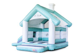 Custom made inflatable Domus Multifun House with slide inflatables order at JB Inflatables UK. Request free design for inflatable bouncy castles in your indicated color, logo, e-mail address and telephone number now