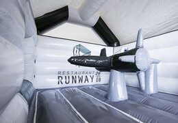 Bespoke Restaurant Runaway Airplane Multifun bouncy castle for various events for sale. Buy custom inflatable promotional bouncers online from JB Inflatables UK now
