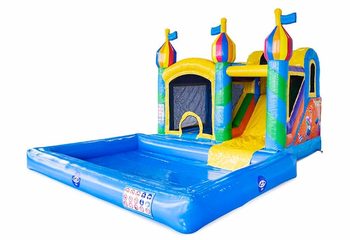 Opblaasbaar Jumpy Happy Splash springkussen met waterbad kopen in thema feest party voor kinderen bij JB Inflatables
