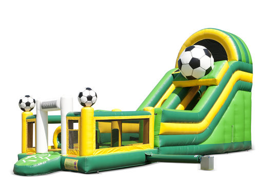 The inflatable slide in football theme with a splash pool, impressive 3D object, fresh colors and the 3D obstacles order for kids. Buy inflatable slides now online at JB Inflatables UK