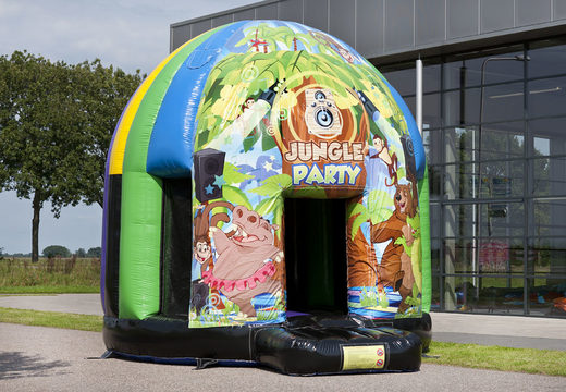Order disco multi-themed 4.5meters bouncy castle in Jungle Party theme for kids. Buy inflatable bouncy castles online at JB Inflatables UK