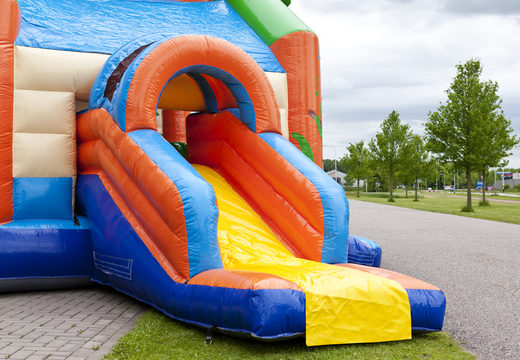 Buy an inflatable multifun bouncy castle for children with a striking 3D object of a large crocodile on top of the roof at JB Inflatables UK. Order bouncy castles online at JB Inflatables UK