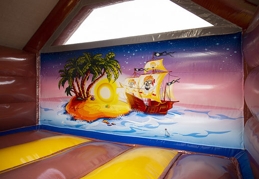 Order inflatable slide combo bouncy castle in pirate theme for children. Buy inflatable bouncy castles with slide at JB Inflatables UK