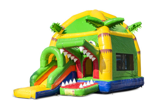 Buy inflatable indoor maxifun yellow green bouncy castle in theme super crocodile for children. Order inflatable bouncy castles now online at JB Inflatables UK