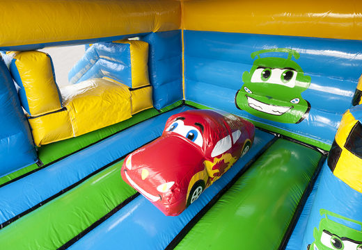 Order multifun bouncer in car theme with a striking 3D figure at the top for kids. Buy inflatable bouncers online at JB Inflatables UK