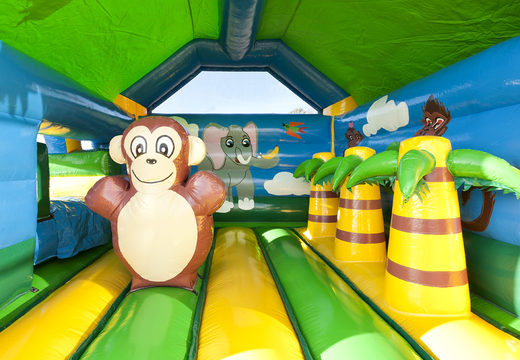 Order multifun jungle with gorilla bouncy castle including slide for kids. Buy inflatable bouncy castles online at JB Inflatables UK