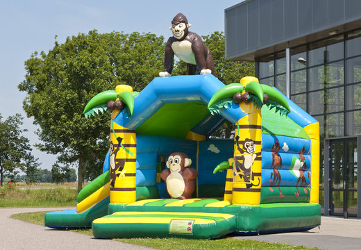 Order multifun jungle with gorilla bouncy castle in bright colors and fun 3D figures for kids at JB Inflatables UK. Buy inflatable bouncy castles now online at JB Inflatables UK