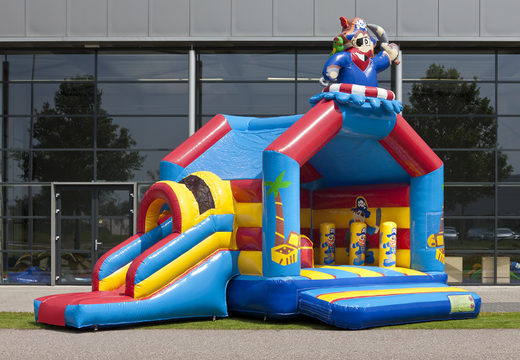 Order inflatable indoor multiplay multifun bouncy castle with slide in pirate theme for children. Buy inflatable bouncy castles online at JB Inflatables UK