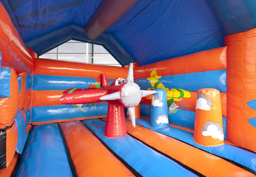 Order multifun inflatable bouncer in an airplane theme with a striking 3D figure at the top for kids. Buy inflatable bouncers online at JB Inflatables UK