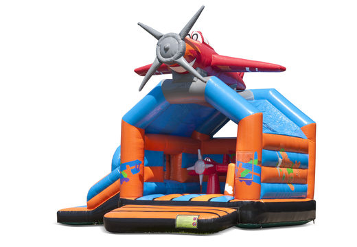 Buy inflatable indoor multiplay multifun bouncy castle with slide in theme airplane for children. Order inflatable bouncy castles online at JB Inflatables UK