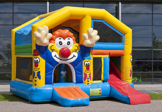 Medium inflatable multiplay bouncy castle in clown theme for children. Order inflatable bouncy castles online at JB Inflatables UK