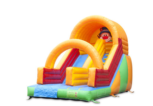 Buy a Clown slide with the cheerful colors and nice print on the back wall. Order inflatable slides now online at JB Inflatables UK