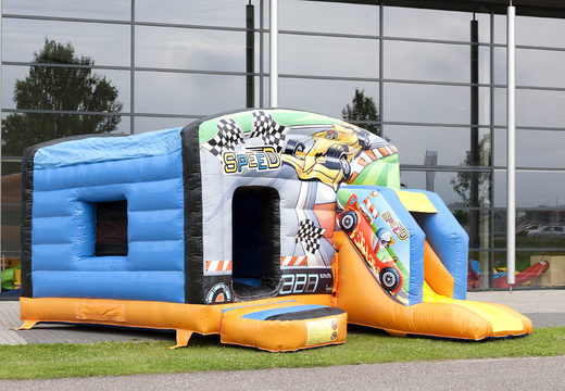 Buy inflatable indoor multiplay maxi multifun bouncy castle with slide in car theme for children. Order inflatable bouncy castles online at JB Inflatables UK