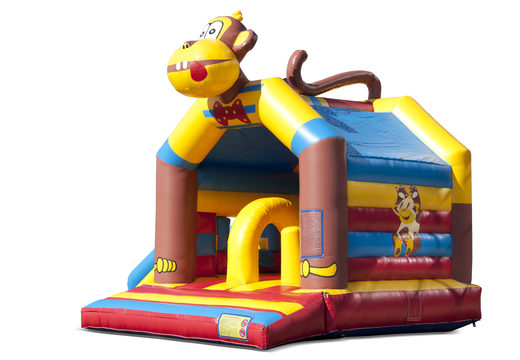 Buy inflatable indoor multiplay multifun bouncy castle with slide in monkey theme for children. Order inflatable bouncy castles online at JB Inflatables UK