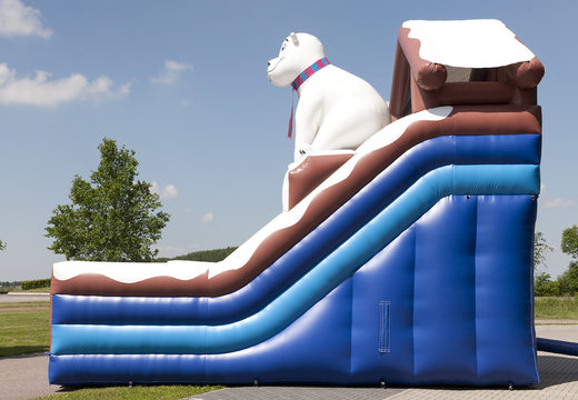 Unique multifunctional slide in a polar bear theme with a splash pool, impressive 3D object, fresh colors and the 3D obstacles for children. Buy inflatable slides now online at JB Inflatables UK