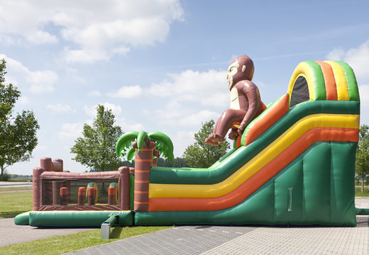 The inflatable slide in gorilla theme with a splash pool, impressive 3D object, fresh colors and the 3D obstacles for kids. Buy inflatable slides now online at JB Inflatables UK