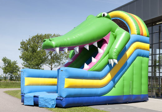 Order slide crocodile multiplay and bath for kids for kids. Buy inflatable slides now online at JB Inflatables UK