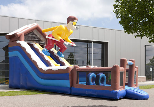 Buy a unique multifunctional inflatable slide in Ski theme with a splash pool, impressive 3D object, fresh colors and the 3D obstacle for children. Order inflatable slides now online at JB Inflatables UK