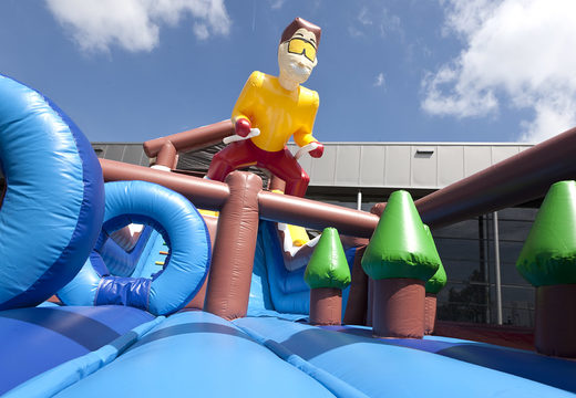 The inflatable slide in Ski theme with a splash pool, impressive 3D object, fresh colors and the 3D obstacles ordered for kids. Buy inflatable slides now online at JB Inflatables UK