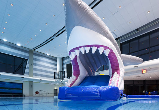 Get an airtight shark themed inflatable swimming pool slide for both young and old. Buy inflatable pool games now online at JB Inflatables America