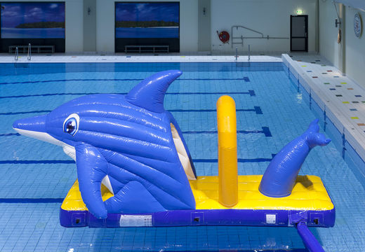 Order an inflatable airtight swimming pool slide in a dolphin theme for both young and old. Buy inflatable water attractions online now at JB Inflatables America
