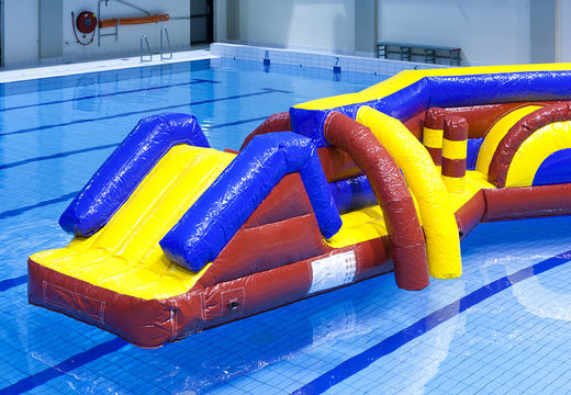 Order double Zig Zag adventure themed pool obstacle course for both young and old. Buy inflatable water attractions online now at JB Inflatables America
