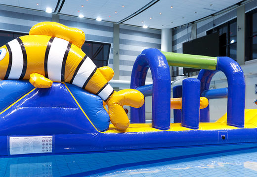 Order spectacular clownfish themed obstacle course with challenging obstacle objects for both young and old. Buy inflatable pool games now online at JB Inflatables America
