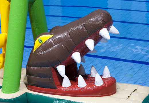 Inflatable crocodile run obstacle course with fun objects for both young and old. Order inflatable obstacle courses online now at JB Inflatables America