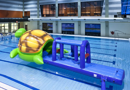 Order unique inflatable Obstacle Run in turtle theme with challenging obstacle objects for both young and old. Buy inflatable water attractions online now at JB Inflatables America