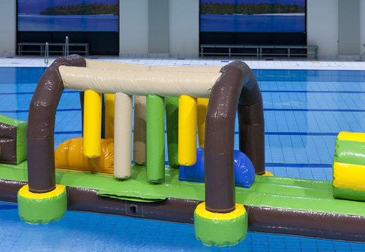 Get airtight inflatable 16 meter long Double Hawaii Run XL swimming pool assault course with various exciting objects for both young and old. Order inflatable obstacle courses online now at JB Inflatables America