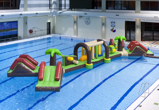 Order inflatable 16 meter long Hawaii Run XL obstacle course with various exciting objects for kids. Buy inflatable obstacle courses online now at JB Inflatables America