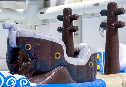 Spectacular inflatable pirate run obstacle course in a unique design with funny 3D objects and no less than 2 slides for kids. Order inflatable water attractions now online at JB Inflatables America