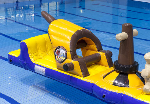 Order inflatable pirate ship run assault course with fun objects for both young and old. Buy inflatable obstacle courses online now at JB Inflatables America
