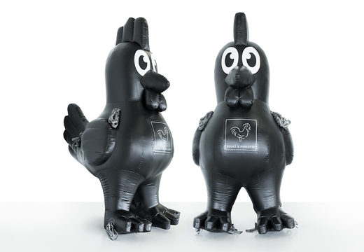 Buy Poule en Poulette black chicken inflatable mascot. Order blow-up promotionals now online at JB Inflatables UK