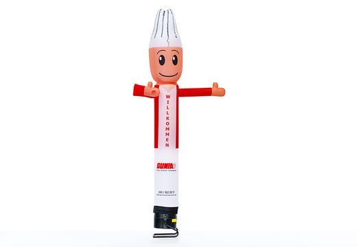 Order inflatable Gunia Chef Waving Skyman skydancers & skytubes custom made at JB Promotions UK; specialist in inflatable advertising items such as inflatable tubes