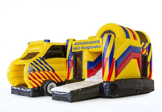 Personalized GGD Haaglanden - Multiplay Ambulance bouncy castles with the European safety requirement NEN-EN14960 for sale. Buy custom made Inflatable Promotional Bouncers Online from JB Inflatables UK now