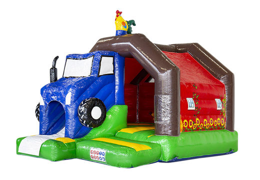 Buy inflatable indoor slide combo bouncy castle with slide in farm theme for children. Order inflatable bouncy castles online at JB Inflatables UK