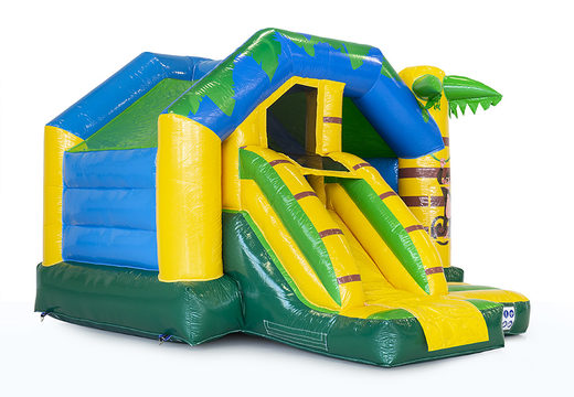 Buy slide combo bounce house in jungle theme. Inflatable bounce houses with slide for sale at JB Inflatables UK