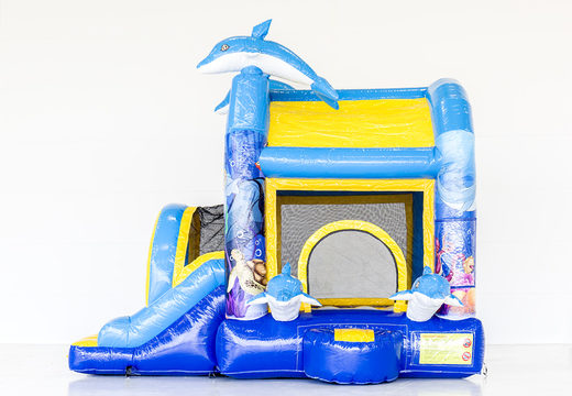 Order Jumpy extra fun dolphin bouncy castle in the dolphin theme with a slide for children. Buy inflatable bouncy castles online at JB Inflatables UK