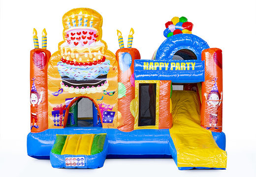 Multiplay bouncy castle in theme party with slide for children. Buy inflatable bouncy castles online at JB Inflatables UK
