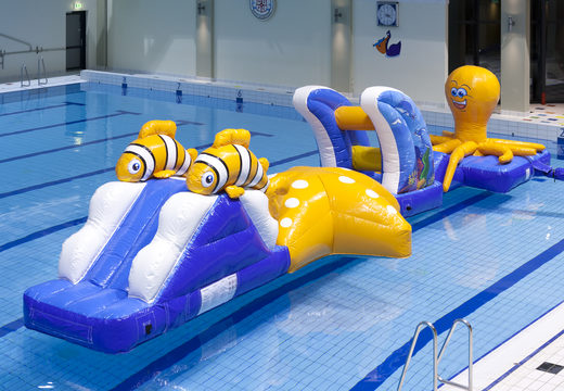 Order inflatable underwater world run assault course with fun 3D objects for both young and old. Buy inflatable obstacle courses online now at JB Inflatables America