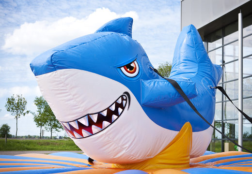 Shark themed inflatable pull-riding for kids and adults. Buy inflatable attraction online at JB Inflatables America 