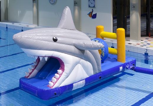 Order an inflatable airtight swimming pool slide in shark theme for both young and old. Buy inflatable pool games now online at JB Inflatables America