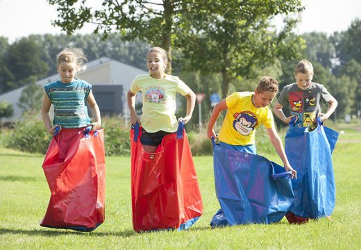 Order red and blue sack race bags for both old and young. Buy inflatable items online at JB Inflatables America