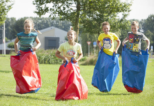 Buy red and blue sack race bags for both old and young. Get your inflatable items now online at JB Inflatables America