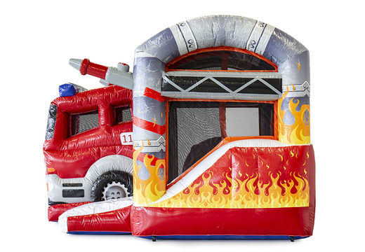 Order mini inflatable fire brigade bouncy castle with slide for children. Buy inflatable bouncy castles online at JB Inflatables UK
