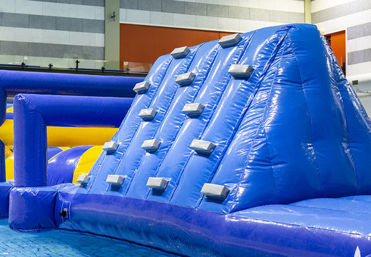 Obstacle Run Marine XL with double climbing wall and double slide for both young and old. Buy inflatable pool obstacle courses online now at JB Inflatables America