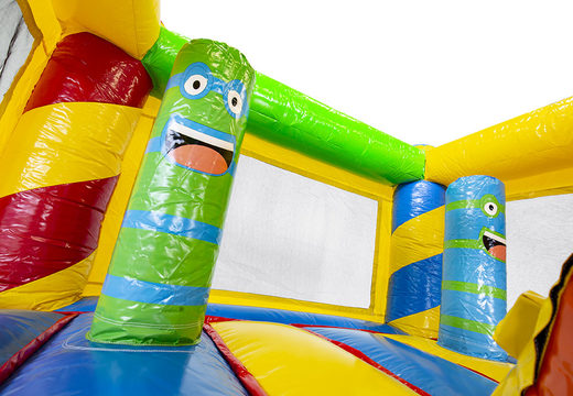 Mini multiplay party-themed bouncy castle with slide for sale for children. Buy inflatable bouncy castles at JB Inflatables UK