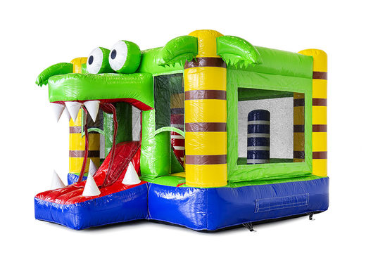 Buy an inflatable multiplay mini bounce house with slide for children in theme crocodile. Order these inflatable mini bounce houses online at JB Inflatables UK